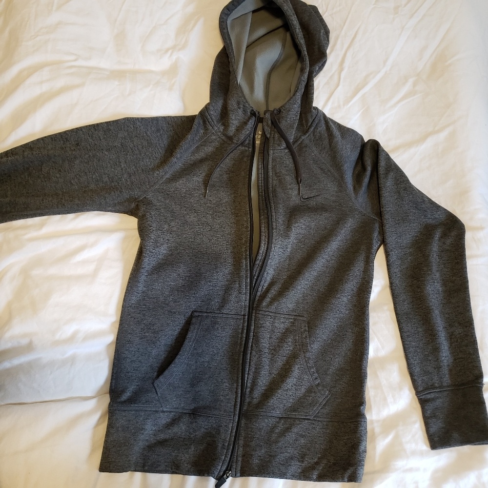 Nike fullzip thermafit hoodie, grey, size small